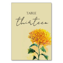 Carte de numéro de table du Mariage fleur sauvage