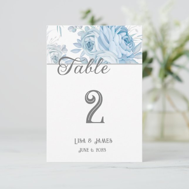 Carte de numéro de table du Mariage floral (Debout devant)