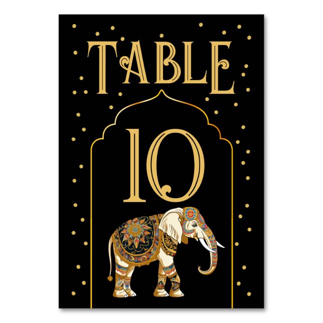 Carte de numéro de table du Mariage indien Elephan (Par défaut)