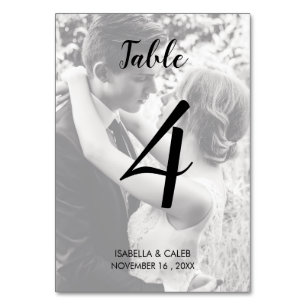 Carte de numéro de table du Mariage photo personna