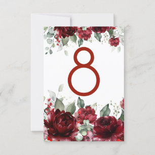 Carte de numéro de table du Mariage Red Peony Epip