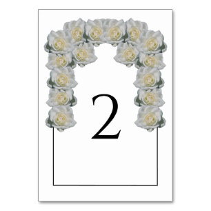 Carte de numéro de table du Mariage Roses blanches