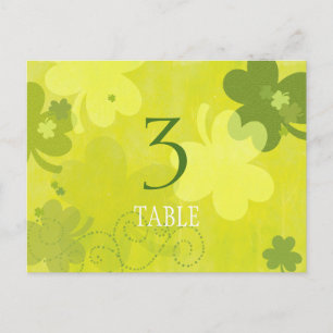 Carte de numéro de table du Mariage Shamrock