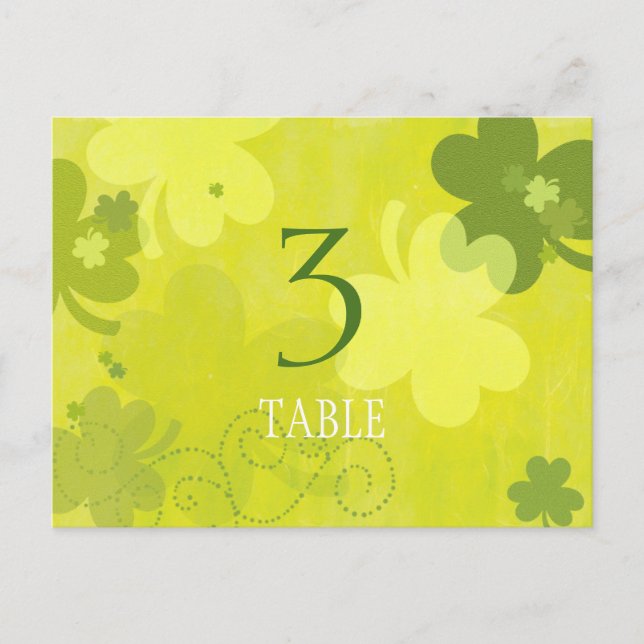 Carte de numéro de table du Mariage Shamrock (Devant)