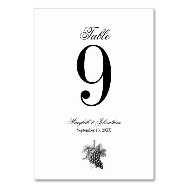 Carte de numéro de table du Mariage Toile & Callig (Par défaut)