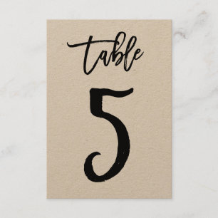 Carte de numéro de table en kraft avec lettrage à 