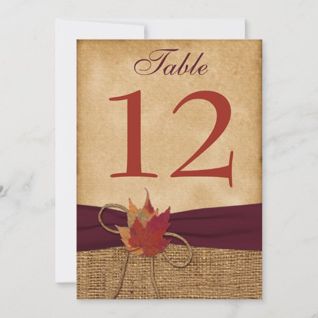 CARTE DE NUMÉRO DE TABLE EN SIMILI-TOILE DE JUTE H (Devant)