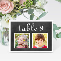 Carte de Numéro de Table Enfance Tableau Noir