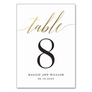 Carte de numéro de table Faux Gold