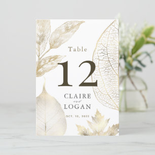 Carte de numéro de table Feuille Gold Delicate Mar