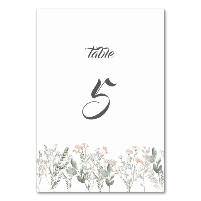 Carte de numéro de table Fleurs sauvages de la for (Par défaut)