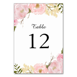 Carte de numéro de table florale botanique blanc r