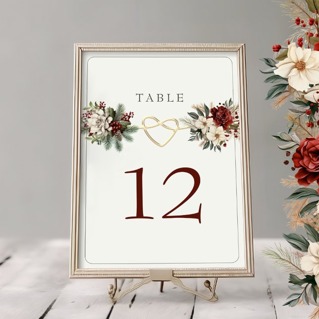 Carte de numéro de table florale de Noël (Créateur téléchargé)