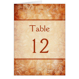 Carte de numéro de table florale orange et ivoire