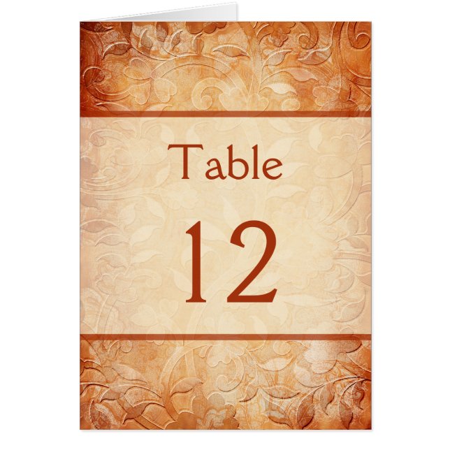 Carte de numéro de table florale orange et ivoire (Devant)