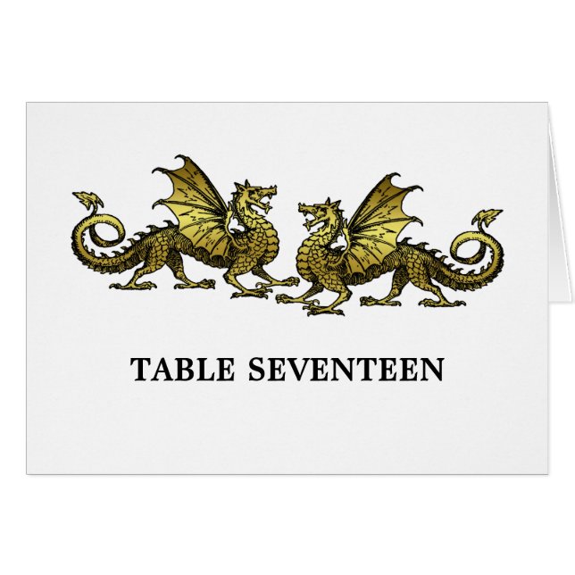 Carte de numéro de table Gold Elegant Dragons (Devant horizontal)