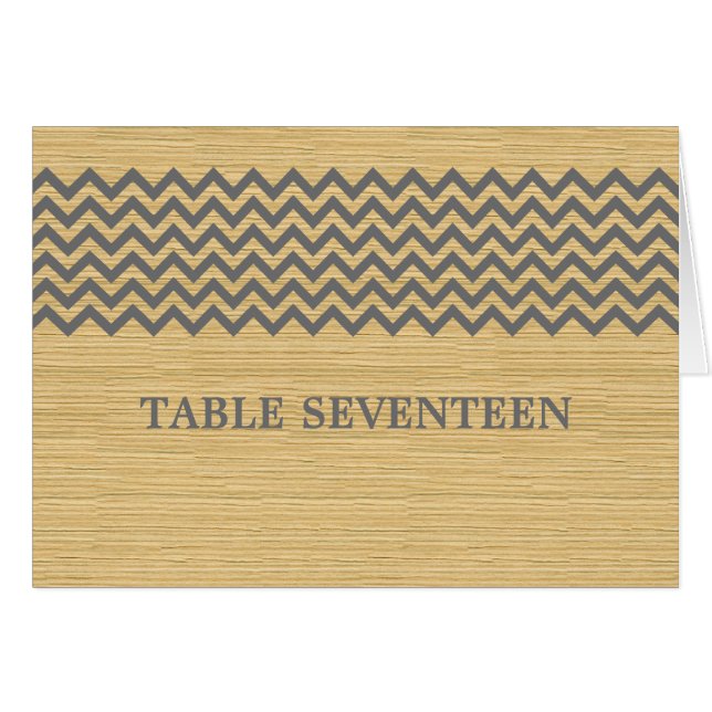 Carte de numéro de table Gray Rustic Chevron (Devant horizontal)