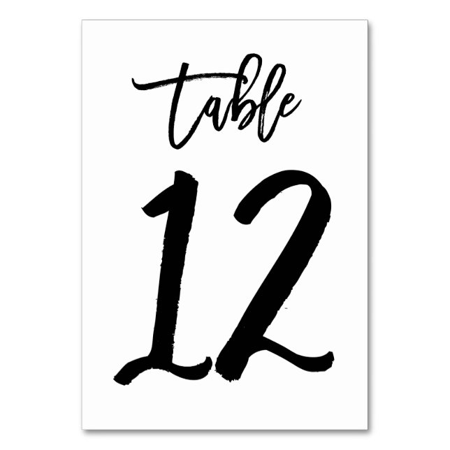 Carte de numéro de table lettres main chic | Table (Par défaut)