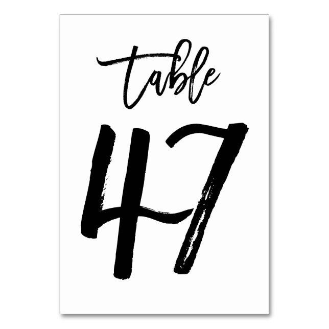 Carte de numéro de table lettres main chic | Table (Par défaut)
