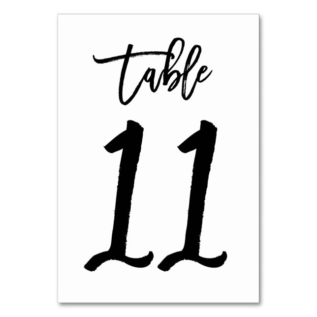 Carte de numéro de table lettres main chic | Table (Par défaut)