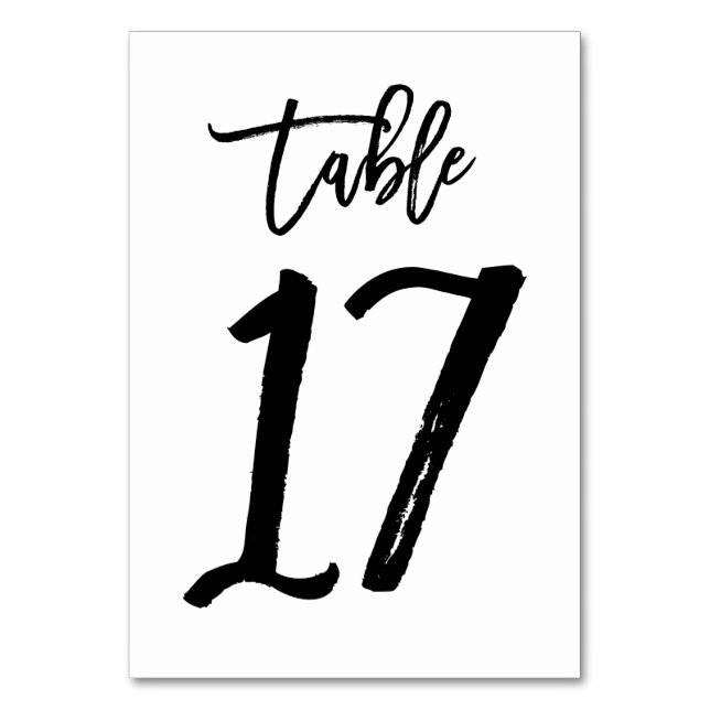 Carte de numéro de table lettres main chic | Table (Par défaut)