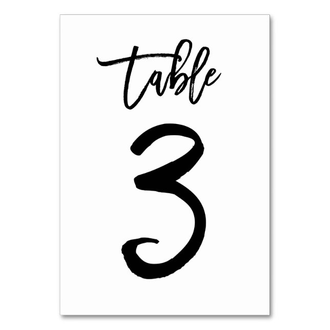 Carte de numéro de table lettres main chic | Table (Par défaut)