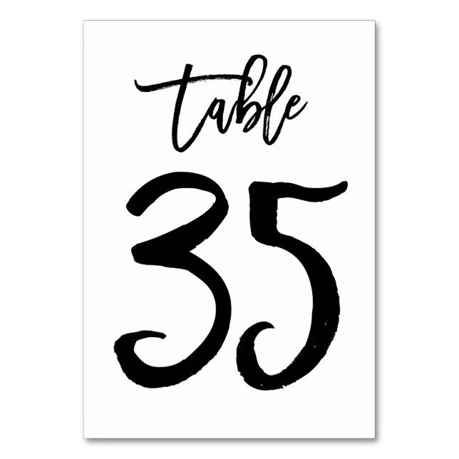 Carte de numéro de table lettres main chic | Table (Par défaut)