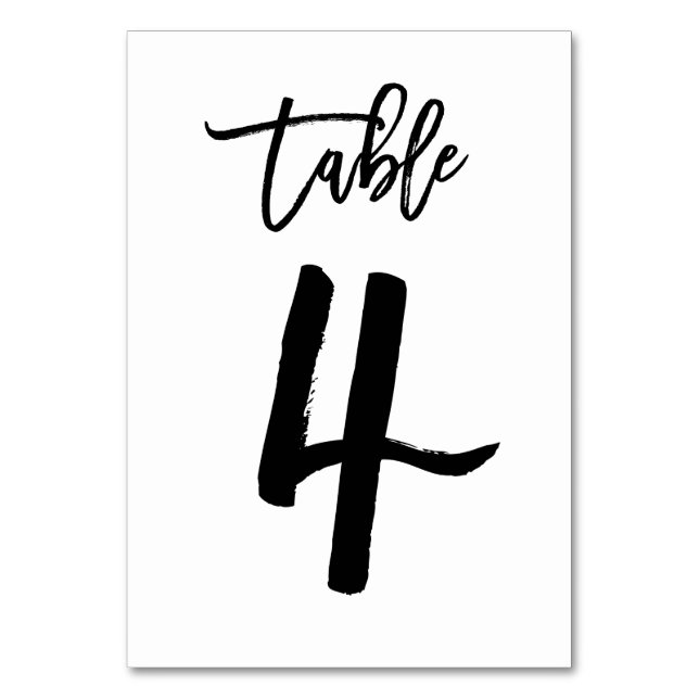 Carte de numéro de table lettres main chic | Table (Par défaut)