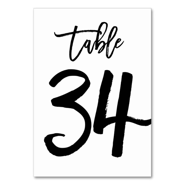 Carte de numéro de table lettres main chic | Table (Par défaut)
