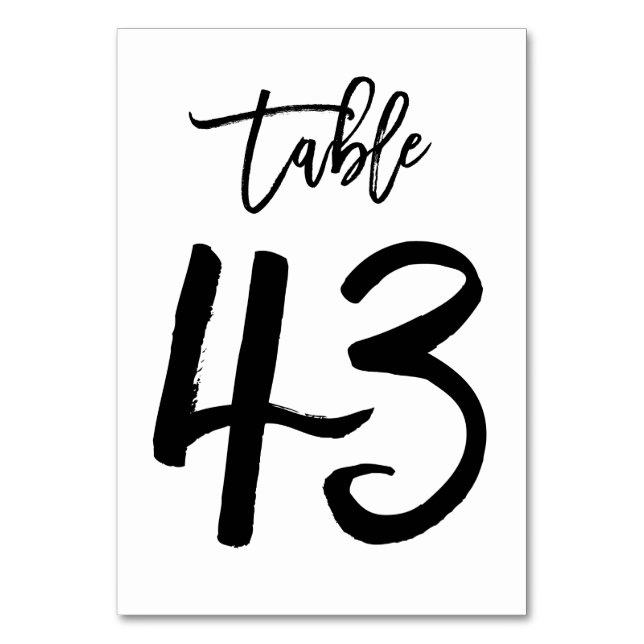 Carte de numéro de table lettres main chic | Table (Par défaut)