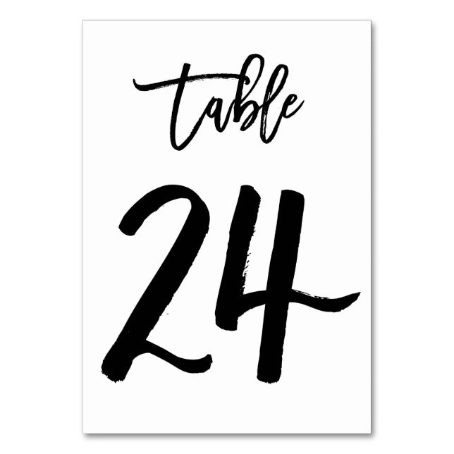 Carte de numéro de table lettres main chic | Table (Par défaut)