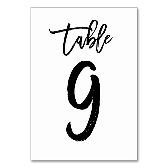 Carte de numéro de table lettres main chic | Table (Par défaut)