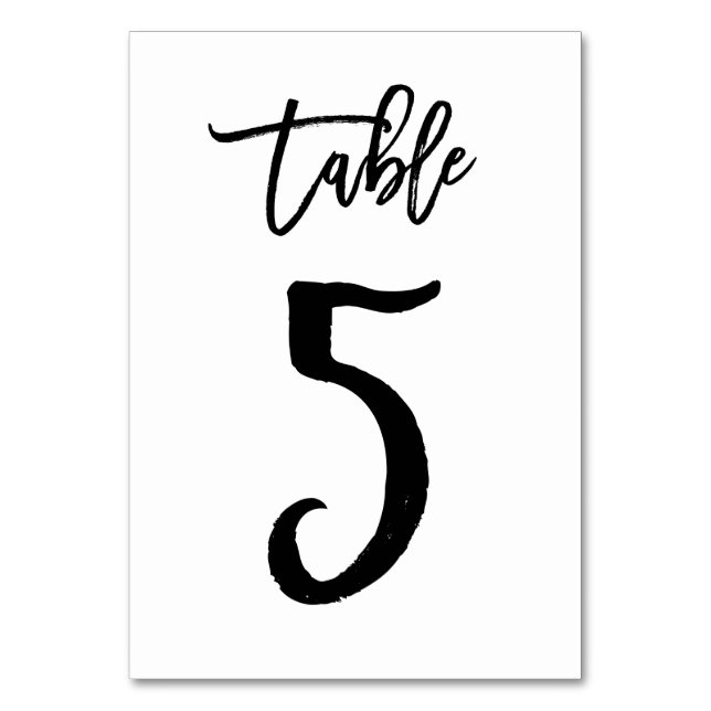 Carte de numéro de table lettres main chic | Table (Par défaut)
