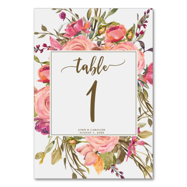 Carte de numéro de table mariage boho fleur sauvag (Par défaut)