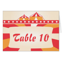 Carte de numéro de table Mariage de cirque - rouge
