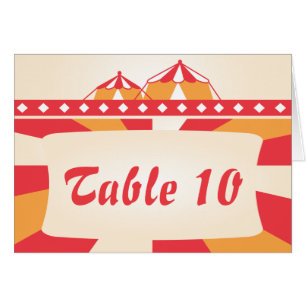 Carte de numéro de table Mariage de cirque - rouge