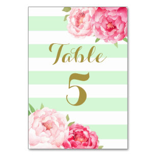 Carte de numéro de table Mariage de fleurs roses