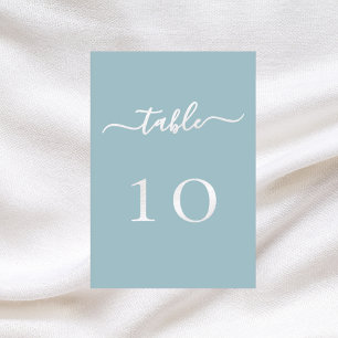 Carte de numéro de table mariage de script blanc b