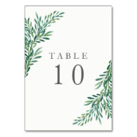 Carte de numéro de table Mariage de verdure simple