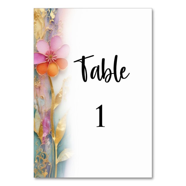 Carte de numéro de table mariage floral (Par défaut)