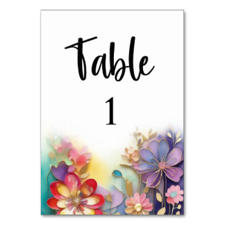 Carte de numéro de table mariage floral