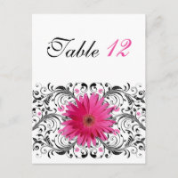 Carte de numéro de table Mariage rose Gerbera Dais