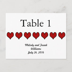 Carte de numéro de table mariage Script noir