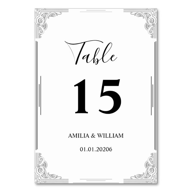 Carte de numéro de table mariage | Style minimalis (Dos)