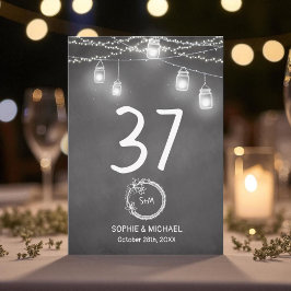 Carte de numéro de table Mason Jar Mariage noir