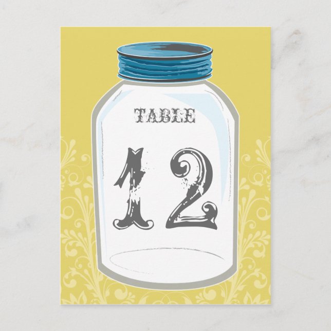 Carte de numéro de table Mason Jar vintage (Devant)