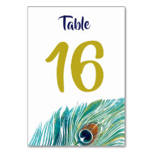 Carte de numéro de table Peacock