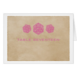 Carte de numéro de table Pink Grunge D20 Dice