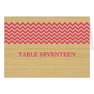 Carte de numéro de table Pink Rustic Chevron