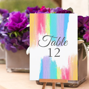Carte de numéro de table pour le Mariage Rainbow W